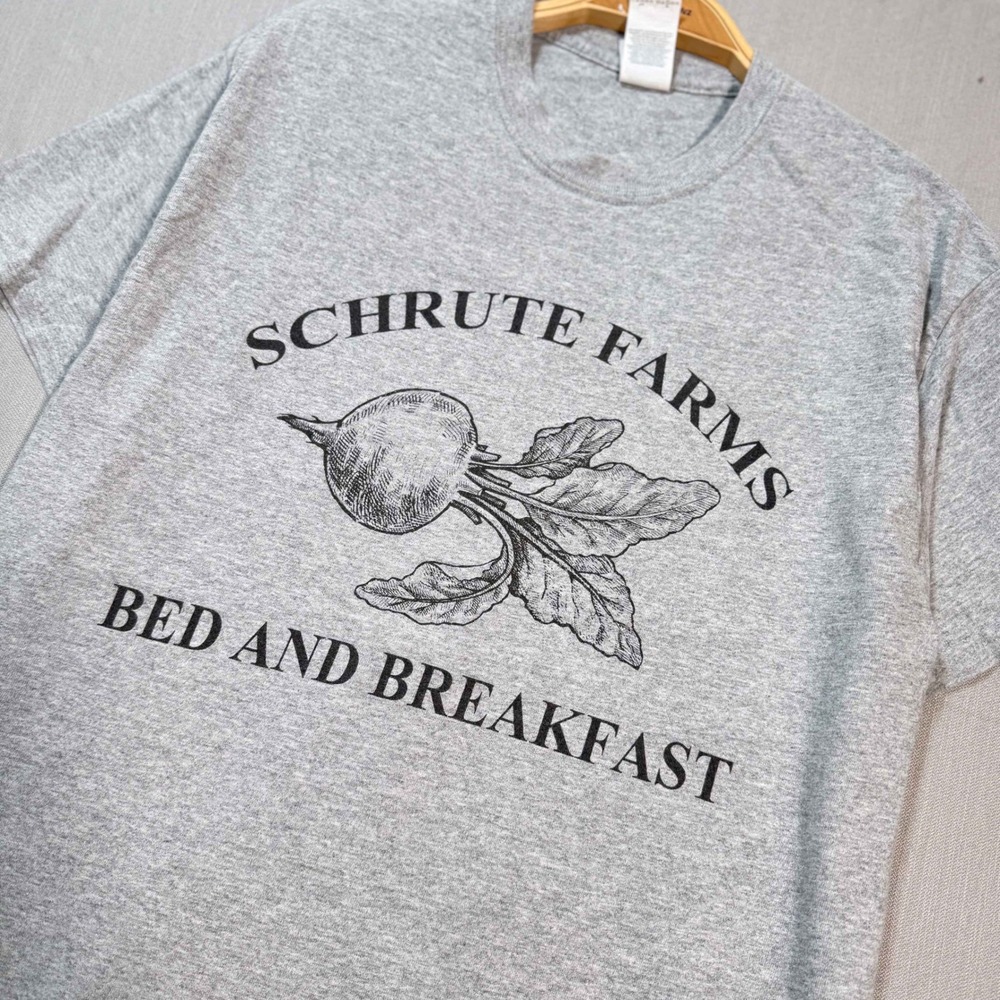 Schrute Farms Bed and Breakfast Heather Gray Graphic Tee The Office Mens Medium